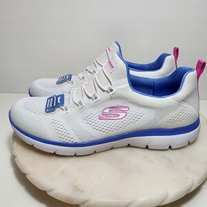 Skechers Summits Washable Mesh Bungee SlipOns Perfect Views White Shoes Size 11